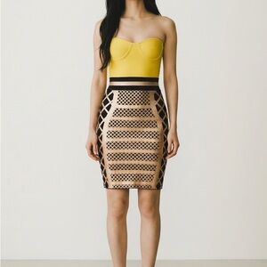 Elegant Black and gold bodycon dress